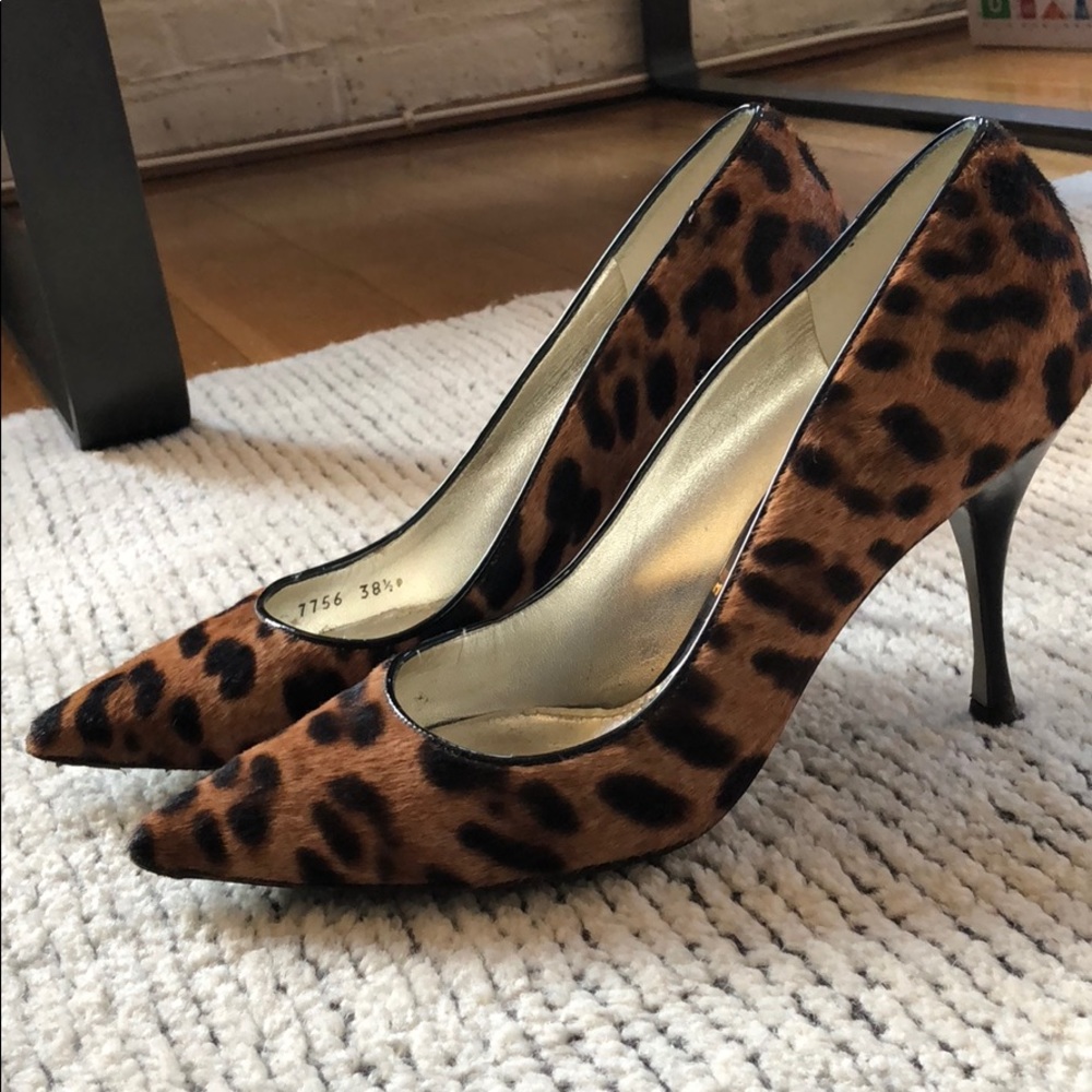 Dolce & Gabbana pony hair leopard print pumps 38.5